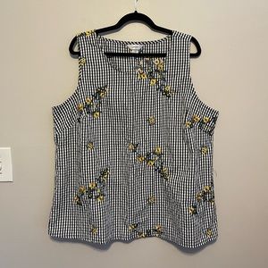 CJBanks Embroidered Gingham and Floral Tank Top